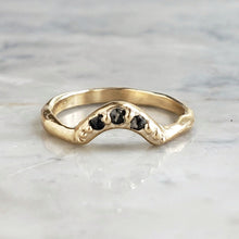 Load image into Gallery viewer, Gaia Crown, Black Diamonds, 10k Yellow old, Size 5.75, Black Diamond Wedding Band