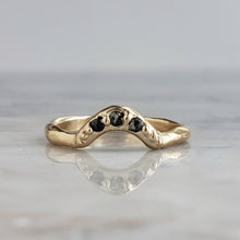 Load image into Gallery viewer, Gaia Crown, Black Diamonds, 10k Yellow old, Size 5.75, Black Diamond Wedding Band