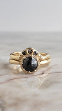 Load image into Gallery viewer, Gaia Crown, Black Diamonds, 10k Yellow old, Size 5.75, Black Diamond Wedding Band