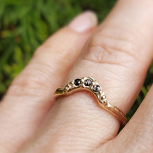 Load image into Gallery viewer, Gaia Crown, Black Diamonds, 10k Yellow old, Size 5.75, Black Diamond Wedding Band