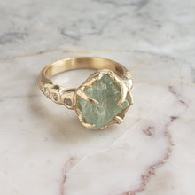 Load image into Gallery viewer, Ariel Ring, Rough Aquamarine, 10k Yellow Gold