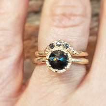 Load image into Gallery viewer, Gaia Crown, Black Diamonds, 10k Yellow old, Size 5.75, Black Diamond Wedding Band
