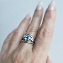 Load image into Gallery viewer, Snake Charmer Ring, Silver, Blue Topaz