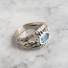 Load image into Gallery viewer, Snake Charmer Ring, Silver, Blue Topaz