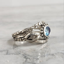 Load image into Gallery viewer, Snake Charmer Ring, Silver, Blue Topaz