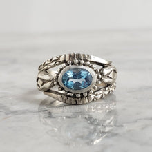Load image into Gallery viewer, Snake Charmer Ring, Silver, Blue Topaz