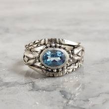 Load image into Gallery viewer, Snake Charmer Ring, Silver, Blue Topaz