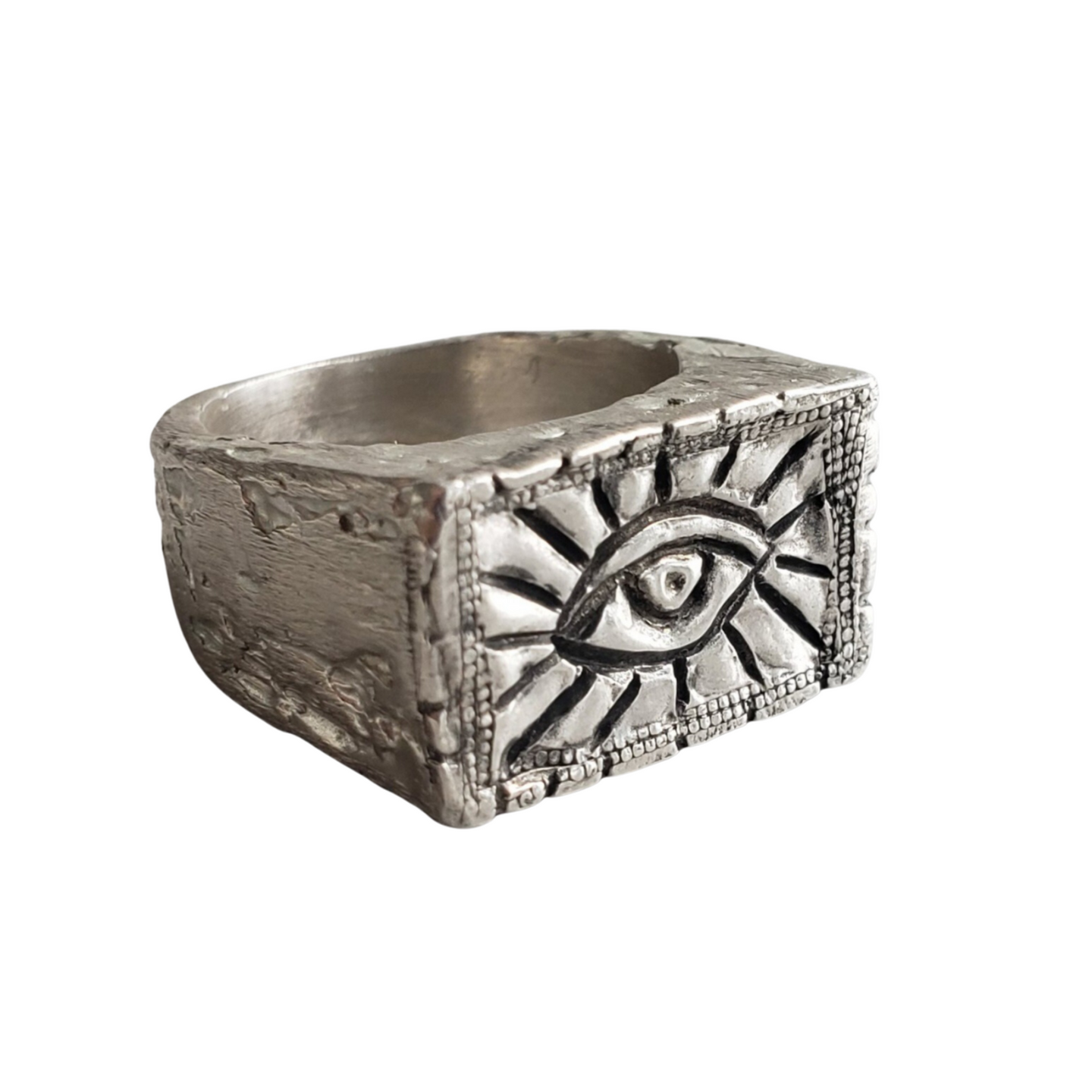 Square Sacred Eye Ring, Sterling Silver
