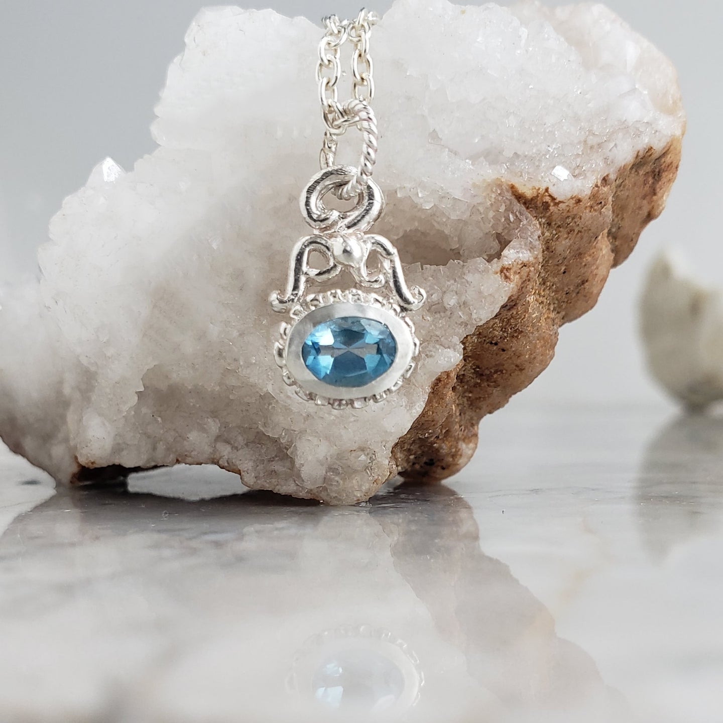 Little Empress Necklace, Blue Topaz and Silver