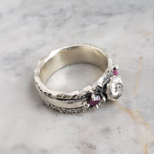 Load image into Gallery viewer, Rough Diamond and Ruby Ring, Silver