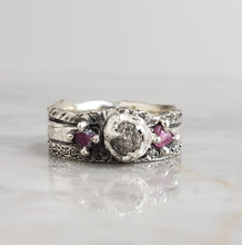 Load image into Gallery viewer, Rough Diamond and Ruby Ring, Silver