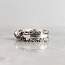 Load image into Gallery viewer, Rough Diamond and Ruby Ring, Silver