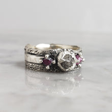 Load image into Gallery viewer, Rough Diamond and Ruby Ring, Silver