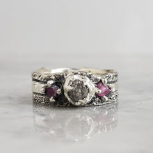Load image into Gallery viewer, Rough Diamond and Ruby Ring, Silver