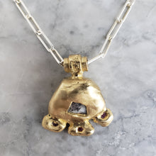 Load image into Gallery viewer, Rough Sapphire and Ruby Necklace in Bronze and Sterling Silver Chain