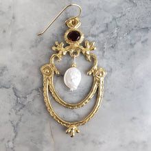 Load image into Gallery viewer, Calliope Earrings, Garnet and Pearl