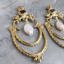 Load image into Gallery viewer, Calliope Earrings, Garnet and Pearl