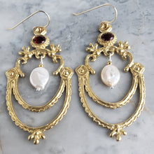 Load image into Gallery viewer, Calliope Earrings, Garnet and Pearl