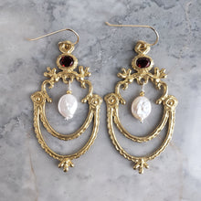 Load image into Gallery viewer, Calliope Earrings, Garnet and Pearl