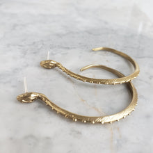Load image into Gallery viewer, Silver Snake Hoop Earrings