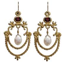 Load image into Gallery viewer, Calliope Earrings, Garnet and Pearl