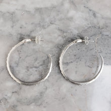 Load image into Gallery viewer, Silver Snake Hoops (md)