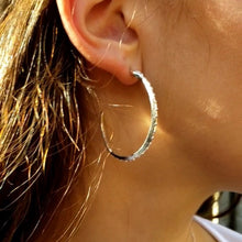 Load image into Gallery viewer, Silver Snake Hoops (md)