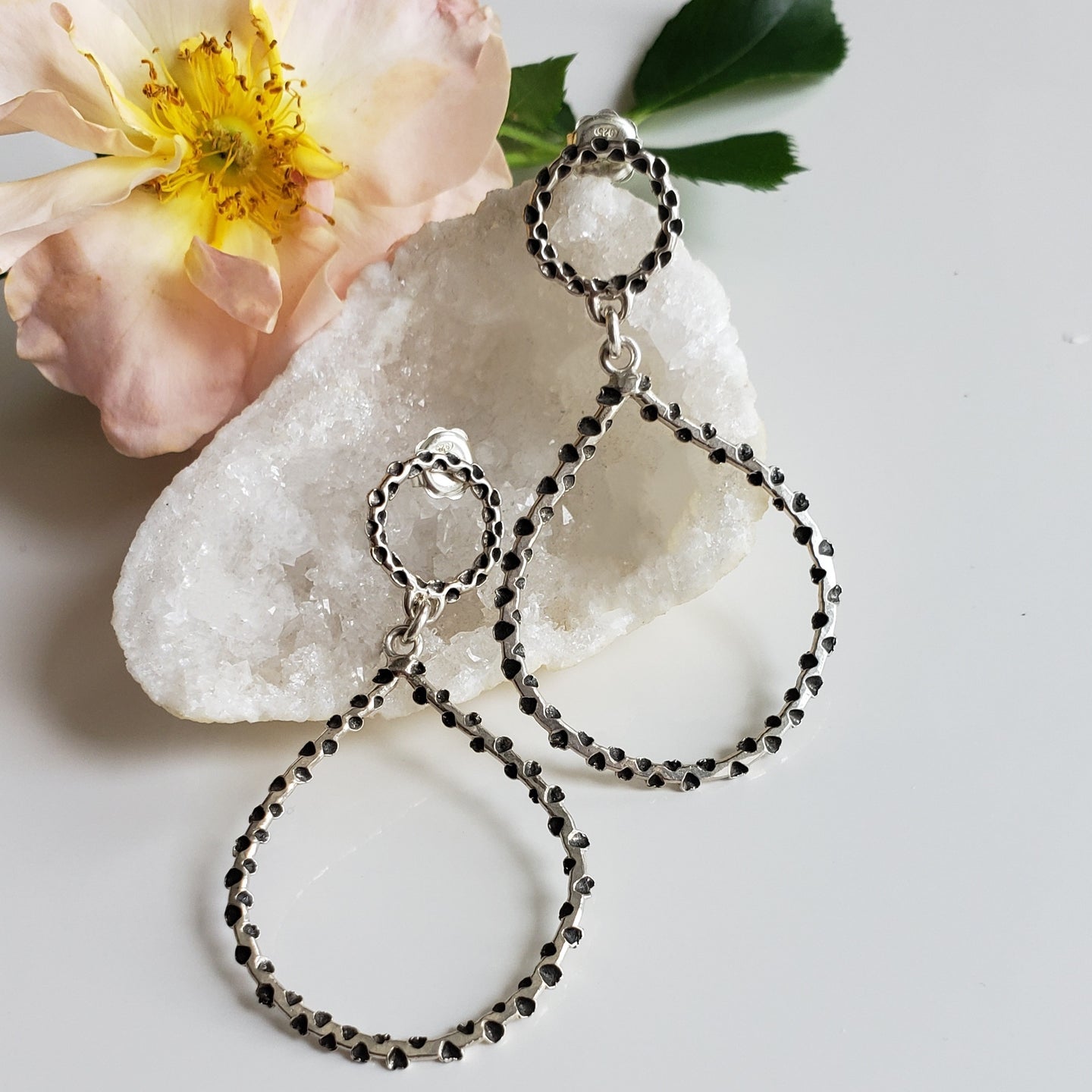 Large Textured Silver Hoops
