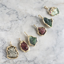 Load image into Gallery viewer, Rough Garnet Necklace in Bronze and Sterling Silver