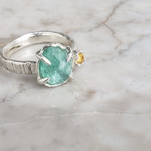 Load image into Gallery viewer, Apatite and Yellow Sapphire Ring in Silver
