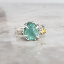 Load image into Gallery viewer, Apatite and Yellow Sapphire Ring in Silver