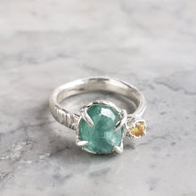 Load image into Gallery viewer, Apatite and Yellow Sapphire Ring in Silver