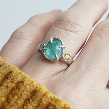 Load image into Gallery viewer, Apatite and Yellow Sapphire Ring in Silver