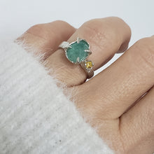 Load image into Gallery viewer, Apatite and Yellow Sapphire Ring in Silver
