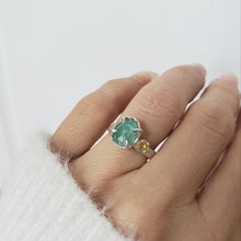 Load image into Gallery viewer, Apatite and Yellow Sapphire Ring in Silver