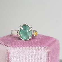 Load image into Gallery viewer, Apatite and Yellow Sapphire Ring in Silver