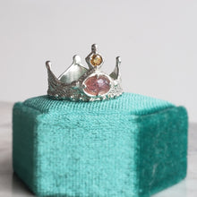 Load image into Gallery viewer, Her Majesty Crown Ring, Pink and Yellow Sapphire Ring in Silver