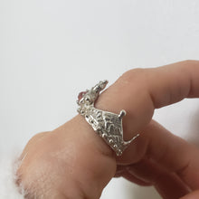 Load image into Gallery viewer, Her Majesty Crown Ring, Pink and Yellow Sapphire Ring in Silver