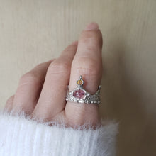 Load image into Gallery viewer, Her Majesty Crown Ring, Pink and Yellow Sapphire Ring in Silver
