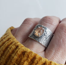 Load image into Gallery viewer, Lg Lace Ring, Orange Gemstone in Silver