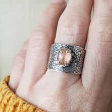 Load image into Gallery viewer, Lg Lace Ring, Orange Gemstone in Silver