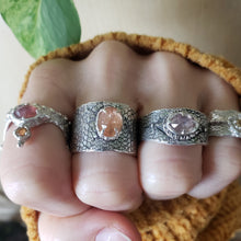 Load image into Gallery viewer, Lg Lace Ring, Orange Gemstone in Silver