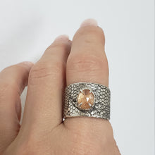 Load image into Gallery viewer, Lg Lace Ring, Orange Gemstone in Silver