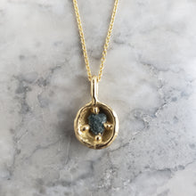 Load image into Gallery viewer, Rough Blue Diamond Pendant, in Bronze and Gold Filled Chain