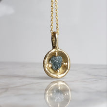 Load image into Gallery viewer, Rough Blue Diamond Pendant, in Bronze and Gold Filled Chain