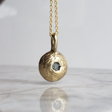 Load image into Gallery viewer, Rough Blue Diamond Pendant, in Bronze and Gold Filled Chain