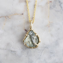 Load image into Gallery viewer, Rough Aquamarine Pendant, in Bronze and Gold Filled Chain