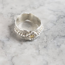 Load image into Gallery viewer, Beaded Lace Ring, Yellow Sapphire in Silver