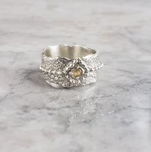 Load image into Gallery viewer, Beaded Lace Ring, Yellow Sapphire in Silver