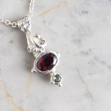 Load image into Gallery viewer, Alma Necklace in Silver, Garnet and Sapphire